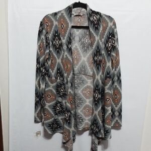 Bluivy Women's Geometric Cardigan - Gray, Black, Brown